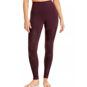 ALO YOGA Burgundy High Rise Moto Leggings Medium